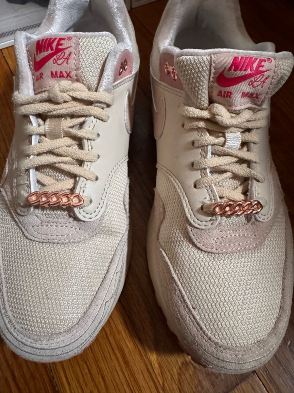 Nike Beige and Pink Air Max Sneakers
